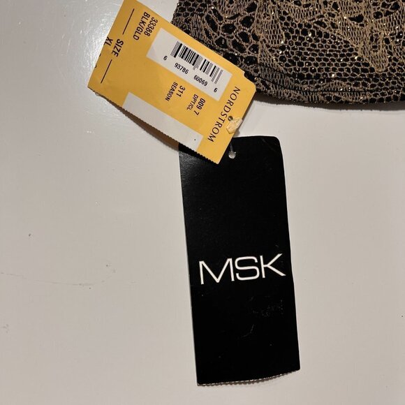 MSK‎ Gold Floral Blouse Long Sleeves Embellished Size XL V-Neck Made in USA- NWT - Picture 4 of 8